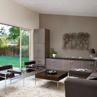 Minimalist living room photo in San Francisco with gray walls