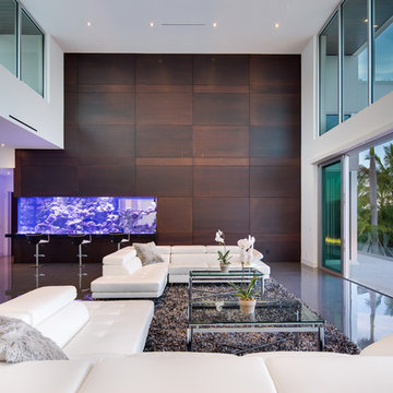 Modern Living Room w/ Living Color Aquarium Wall