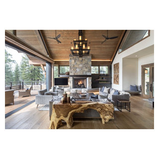 Modern lodge living room deals