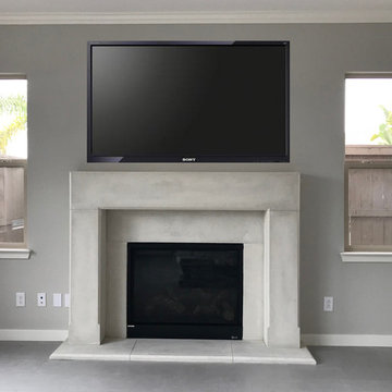 Modern mantel with a TV in Carlsbad, CA