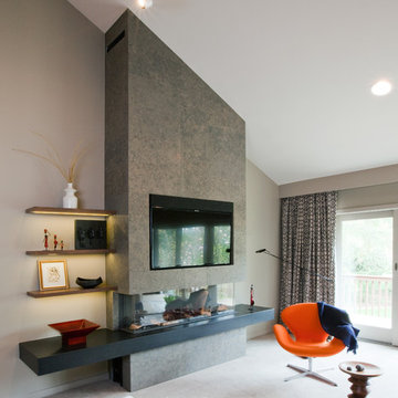Modern Master Suite Fireplace