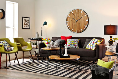 Living room - mid-century modern living room idea in Charlotte