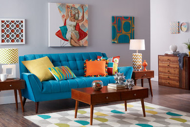 Living room - mid-century modern living room idea in Austin