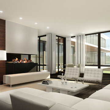 Modern Minimal Sagaponack Home Architecture - Living Room