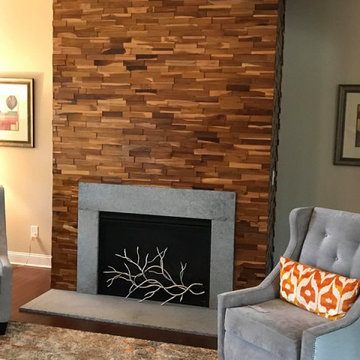 Modern Mosaic Wood Fireplace