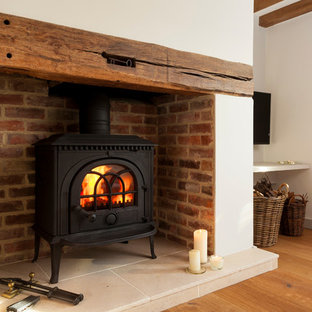 75 Beautiful Living Room with a Wood Burning Stove Pictures & Ideas ...