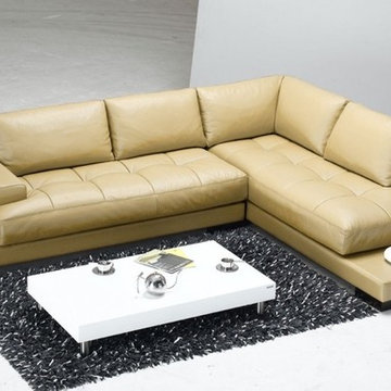 Modern Sectional Sofa in Beige Leather