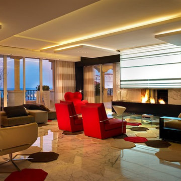 Modern See Through Fireplace