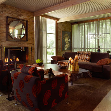 Modern Sofa & Paisley Lounge Chairs
