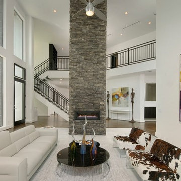 Modern Stone Fireplace