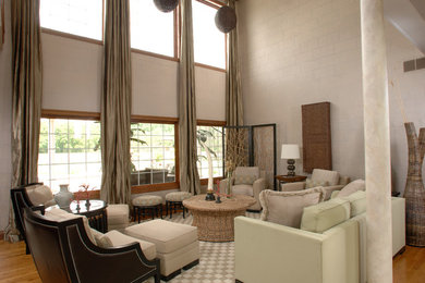 Living room - contemporary living room idea in Indianapolis with beige walls