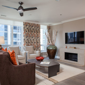 Modern Tribal Living Room in Chicago Condo