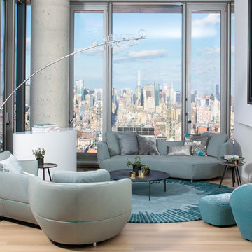 Modern TV lift furniture hides TV in stunning New York Condo Tower