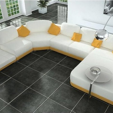 Modern U Shape White Leather Sectional Sofa