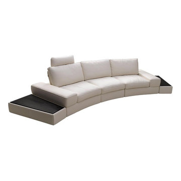 Modern White Sectional Sofa in Top Grain Italian Leather