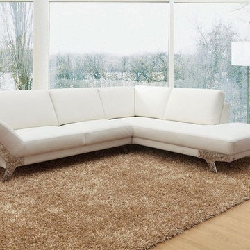 Modern White Sectional Sofa  in Top Grain Italian Leather