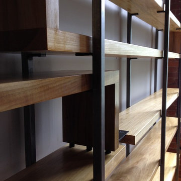 Modern Wood and Steel Floating Shelf Installation