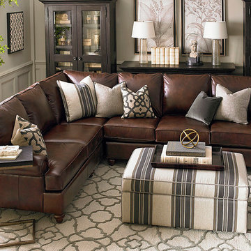 Montague Leather Sectional Living Room by Bassett Furniture