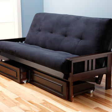 Monterey Frame with Black Suede Mattress and Storage Drawers