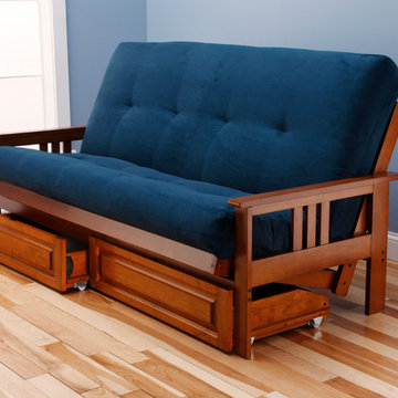 Monterey Frame with Navy Suede Mattress and Storage Drawers