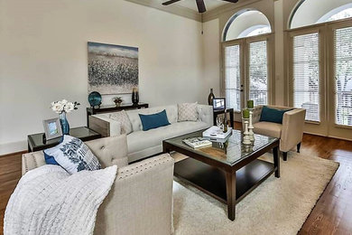 Transitional living room photo in Houston