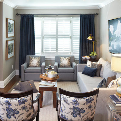 Living room - contemporary living room idea in Toronto with gray walls