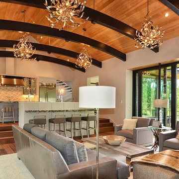 Mountain Modern Great Room with Kitchen View