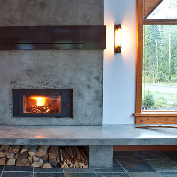 Mountain Modern home - fireplace renovation