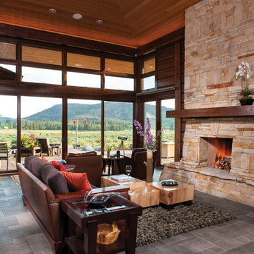 Mountain Modern Log Home: The Hahn's Peak Residence - Living Room