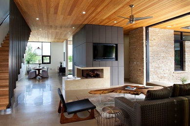 Trendy living room photo in Austin