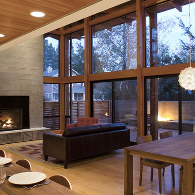 Living room - modern open concept living room idea in Portland