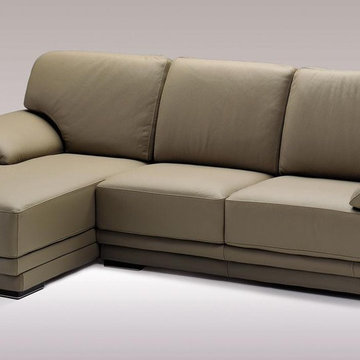 Mushroom Color Sectional Sofa in Top Grain Italian Leather