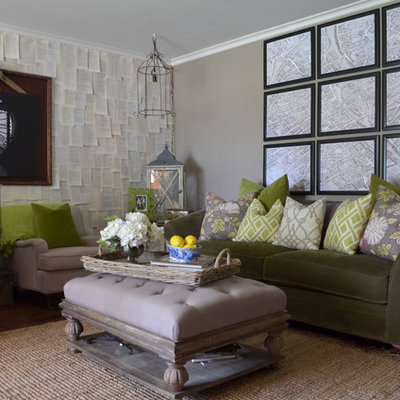 Inspiration for an eclectic living room remodel in Austin with gray walls