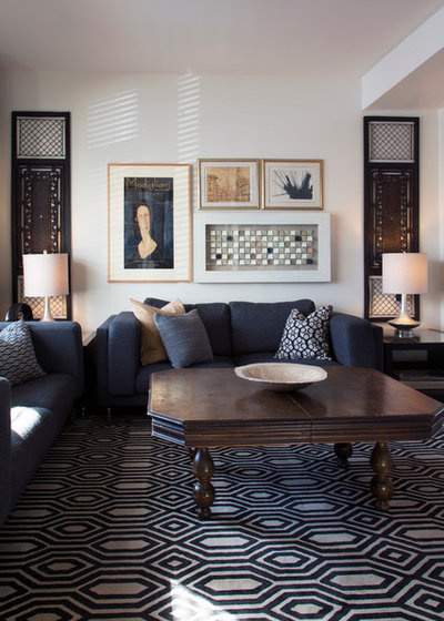 Transitional Living Room by Margot Hartford Photography