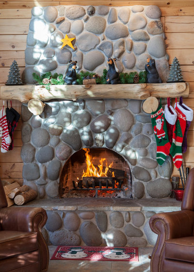Rustic Living Room My Houzz: Rustic Charm in a Handsome Log Cabin