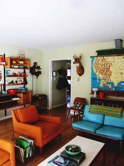 Eclectic Living Room My Houzz: Thrifty Flourishes Give a ’50s Home Retro Appeal
