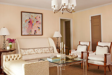 Inspiration for a mid-sized timeless enclosed living room remodel in Charlotte with beige walls