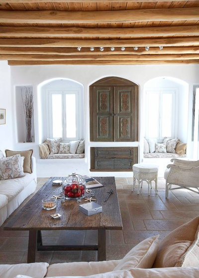 Mediterranean Living Room by Mykonos Panormos Villas
