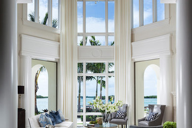 Example of a transitional living room design in Miami