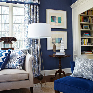 Navy and Patterns: Living Room