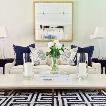 White And Navy Living Room - Photos & Ideas | Houzz
