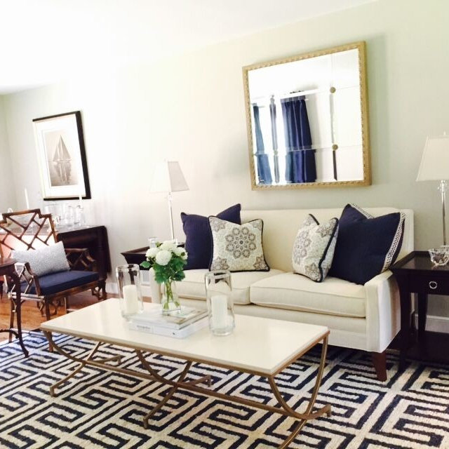 White And Navy Living Room Photos & Ideas Houzz