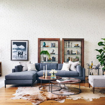 Navy Cow Living Room