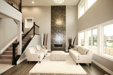 Example of a trendy living room design in Edmonton