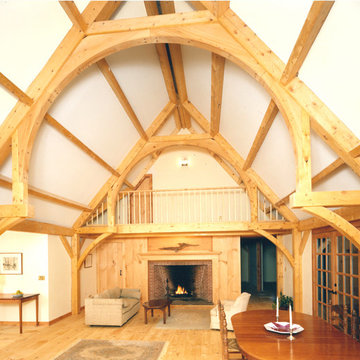 New England Estate Heavy Timber Trusses in Home Interior