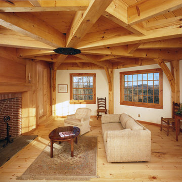 New England Estate Timber Frame Living Room