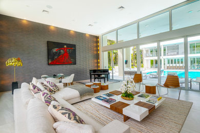Living room - huge modern living room idea in Other