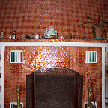 New York Residence: Shimmerfly Glass tile Living Room Design