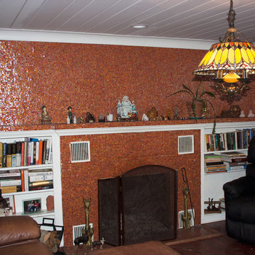 New York Residence: Shimmerfly Glass tile Living Room Design