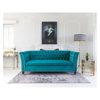 Nightingale Teal Blue Velvet Sofa - Transitional - Living Room - Sussex -  by French Bedroom | Houzz